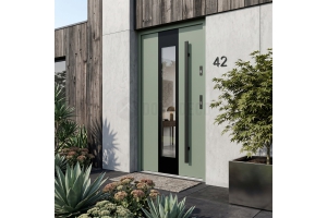 Green exterior steel door