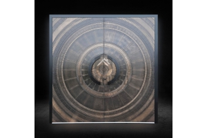 Brown liquid metal double aluminum door