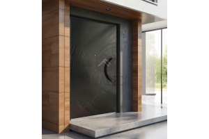 Black aluminum pivot door