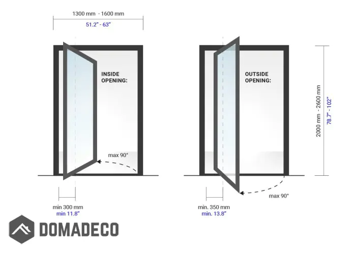 PIVOT V53 - rust aluminum pivot door covered with rust sintered