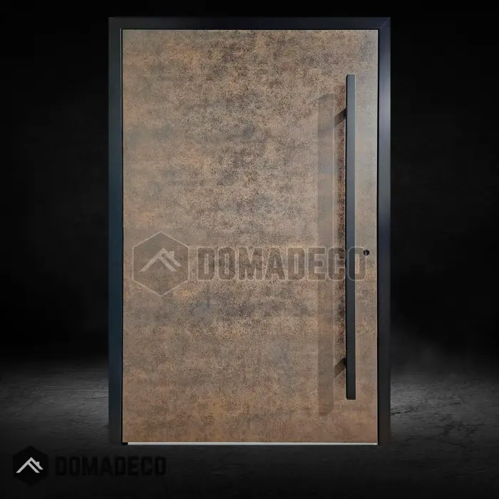 PIVOT V53 - rust aluminum pivot door covered with rust sintered