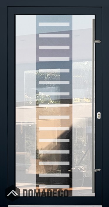 LIM Glass S6 - aluminium single sand door with transparent decor