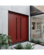 red  double entrance steel doors 