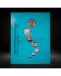 Blue modern aluminium front door with circles glass