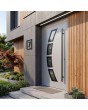 Silver aluminum front door with glass