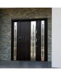 Swamp oak solid metal entrance door with two side panels