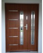 Walnut steel entrance door with one side panel