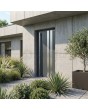 Anthracite aluminum modern hinged front door with silver stripes