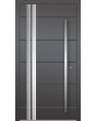 LIM AD10 - aluminum modern hinged front door with silver stripes