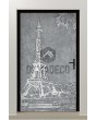 PIVOT Paris - pivot door with Eiffel Tower texture of milled metal