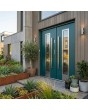 Green stainless steel contemporary double door with glass
