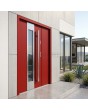 red stainless steel contemporary door with side panel