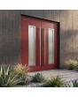 Red secure double aluminium front doors with glass