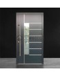 Dark anthracite luxury modern aluminum front door with glass