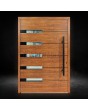 Golden oak aluminum single pivot door