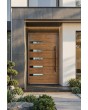 Golden oak aluminum single pivot door