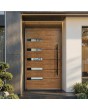 Golden oak aluminum hinged single front door