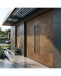 Double aluminum front door covered with rust sintered quartz