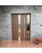 Aluminum walnut  LIM hinged door with right sidelight