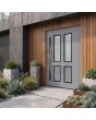 Grey aluminum door with glass