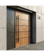 Golden oak aluminium pivot entrance door