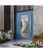 Blue insulated exterior aluminum door with window