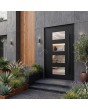 Black aluminum entry hinged door with four glass