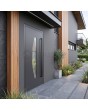 Anthracite aluminum storm entry door with glass