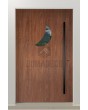 LIM C4 - home aluminum entrance door with a moon-shaped glass