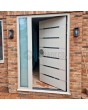 White LIM C7 aluminum front door with left sidelight 