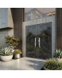 Black aluminum double door covered with Calacatta Black sintered quartz