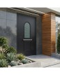 Black traditional pivot front door