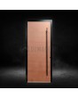 Black aluminum front door with a copper coating