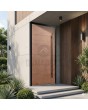 Black aluminum front door with a copper coating