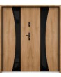 Sta Gemini Double noir - modern steel double front door with black frame around the glass