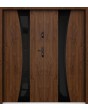 Sta Gemini Double noir - modern steel double front door with black frame around the glass