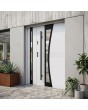 White modern entrance door with side panel