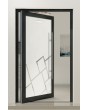 PIVOT Glass S - frosted aluminum pivot door with transparent motif
