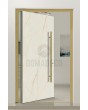 PIVOT Cristallo - aluminum pivot door covered with Cristallo sintered quartz