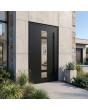 Black modern aluminum front door for home