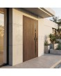 Walnut aluminum front door for home with glass
