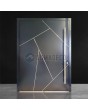 Anthtracite stylish aluminium pivot front door with stripes