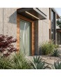 Green metal front door for home