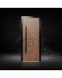 Black aluminum entry door covered with corten sintered quartz
