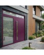 Purple LIM hinged door with left and top glass panel