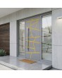 Grey modern aluminum front door with yellow stripes