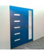 Aluminum blue LIM hinged door with right sidelight