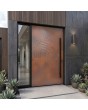 Aluminum hinged entry door with copper texture of milled metal