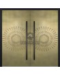 Aluminum hinged double door with gold texture of milled metal