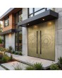 Aluminum hinged double door with gold texture of milled metal